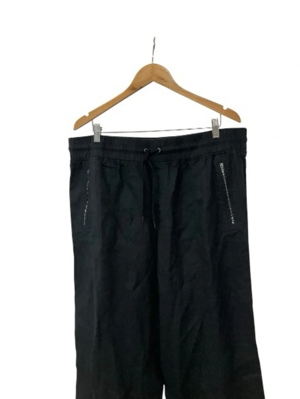 Athleta Cabo Linen Wide Leg Pants Lightweight Pull On Waistband Black Sz 18 NWT